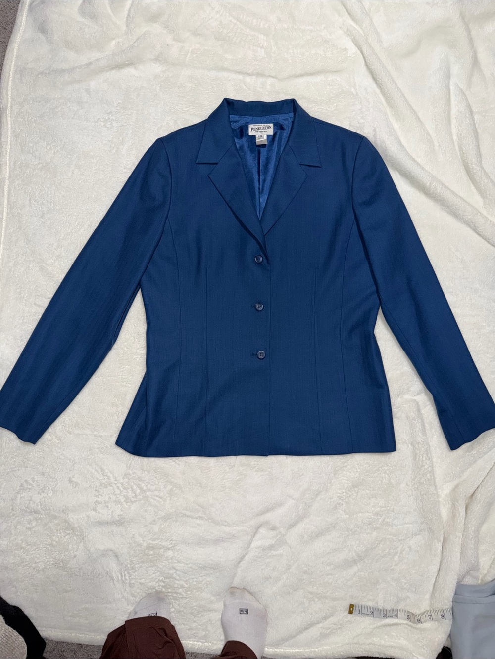 Vintage Pendleton Blue Wool 3-Button Blazer Jacket-Size 14 Tall